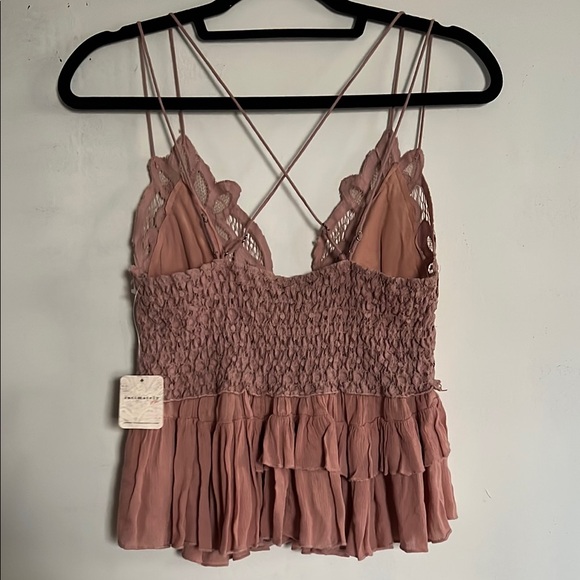 Free People intimates Adele cami. Elegant Lace Trimmed Mauve Top size Large - Picture 6 of 9